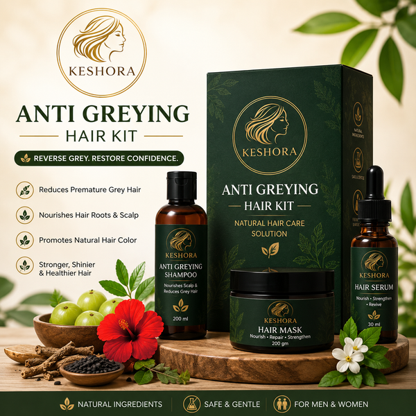 Keshora Anti Greying Hair Kit – Reduce Grey Hair Naturally